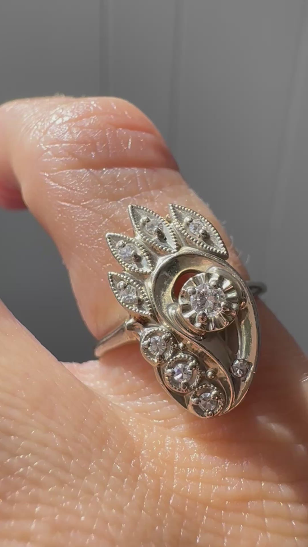 art deco white gold cocktail ring