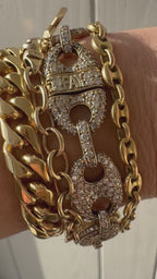 diamond covered gucci link bracelet
