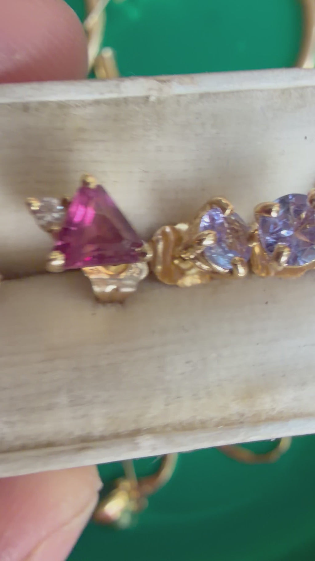 lilac tanzanite and yellow gold stud