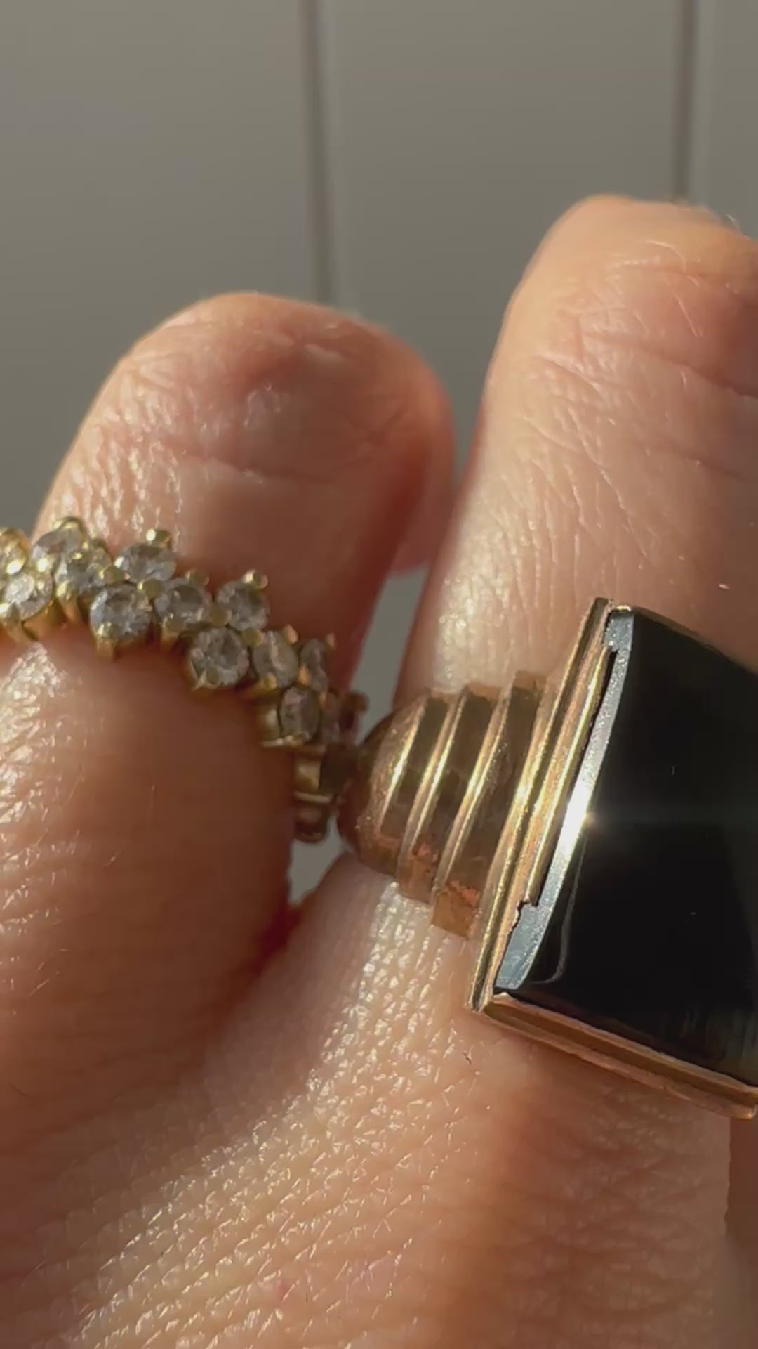 rosy gold and onyx vintage ring