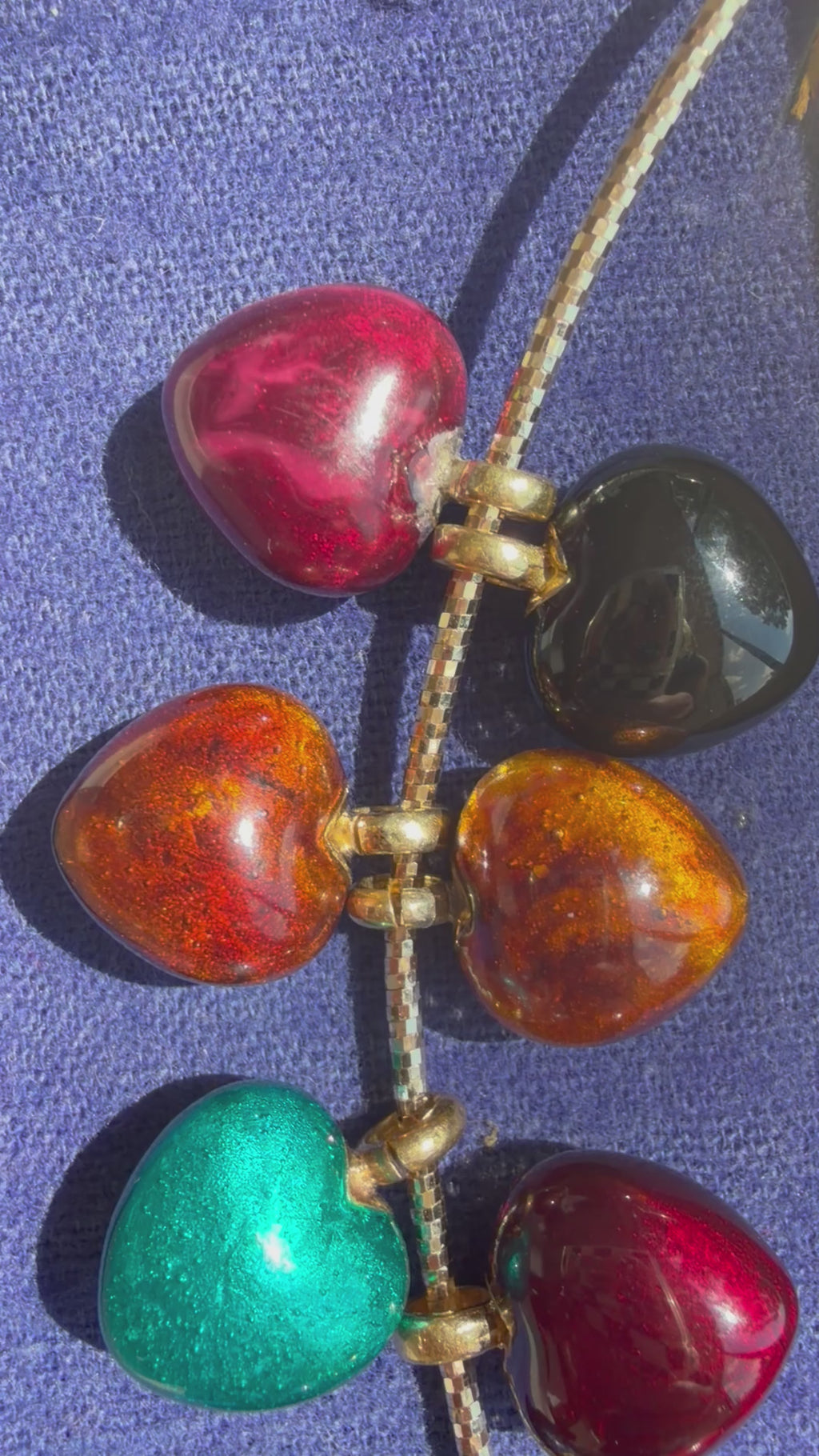 enamel hearts with 18k gold bail