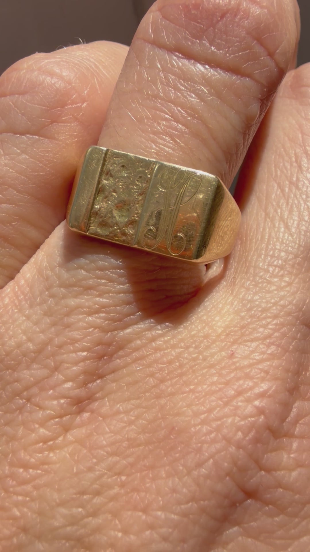 nugget style rectangluar signet with faint H