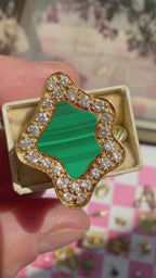 malachite + diamond blob ring