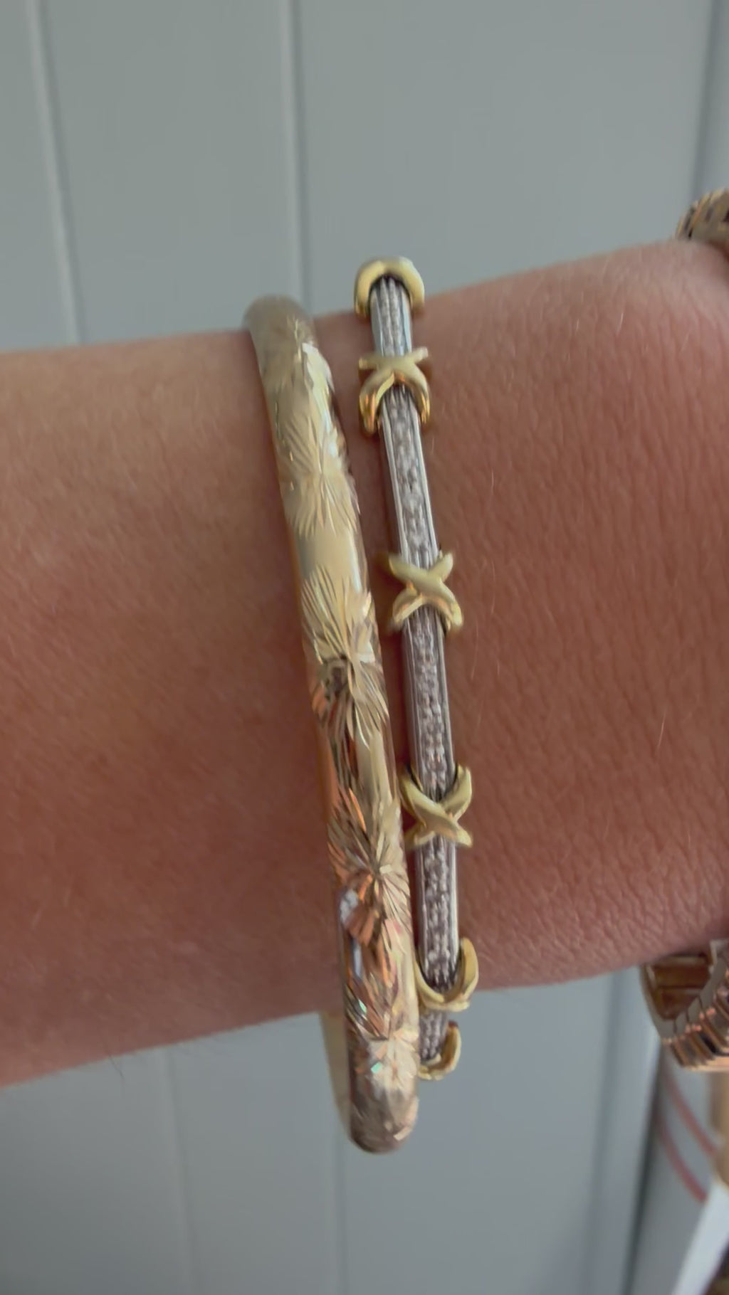 two tone 18k gold and diamond tennis bracelet
