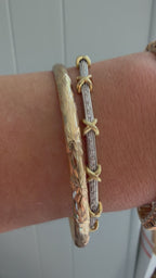two tone 18k gold and diamond tennis bracelet