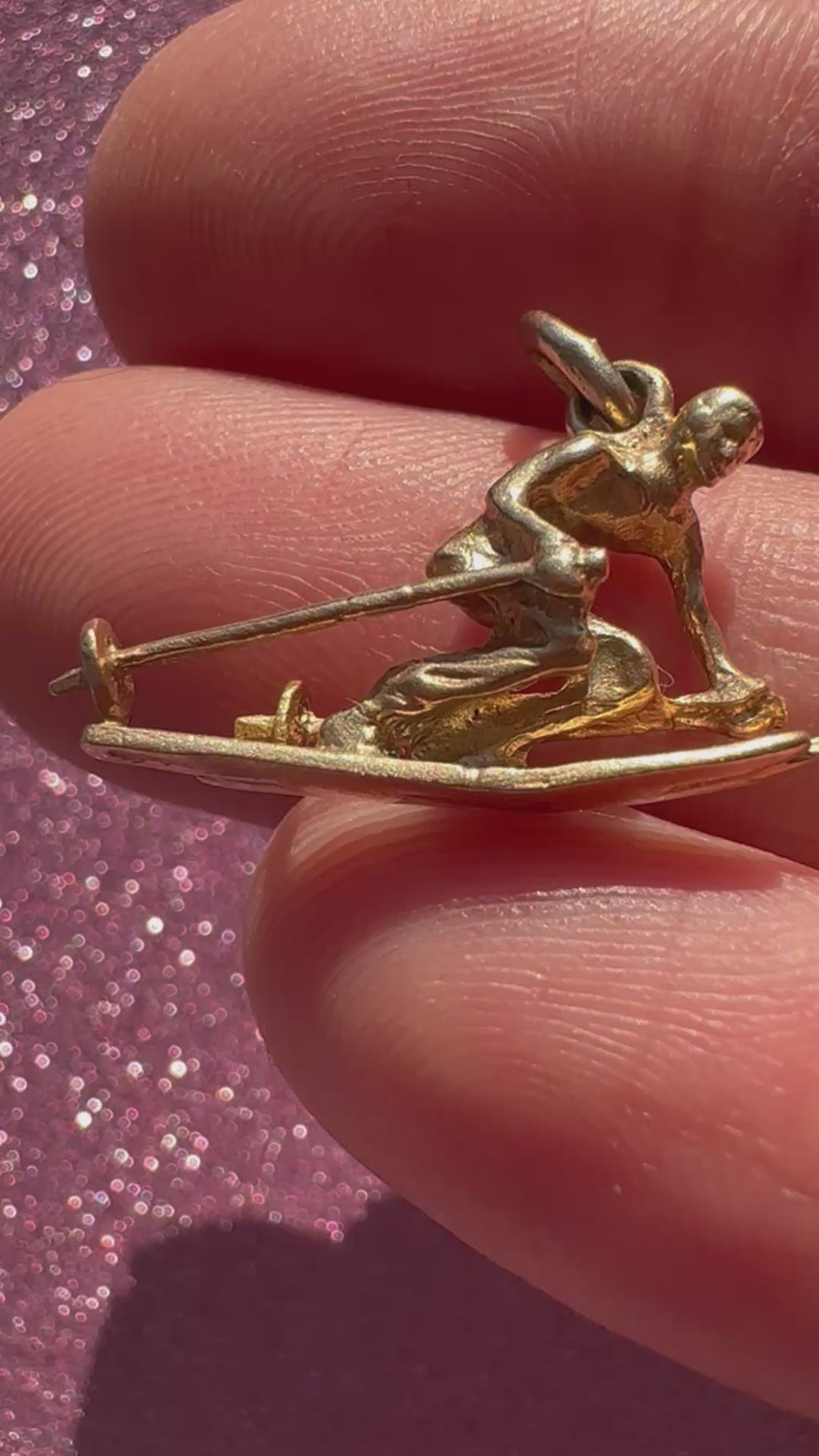 downhill skier charm