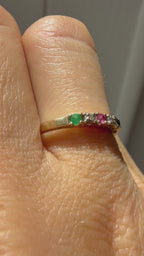 natural emerald, ruby, sapphire and diamond stacking band