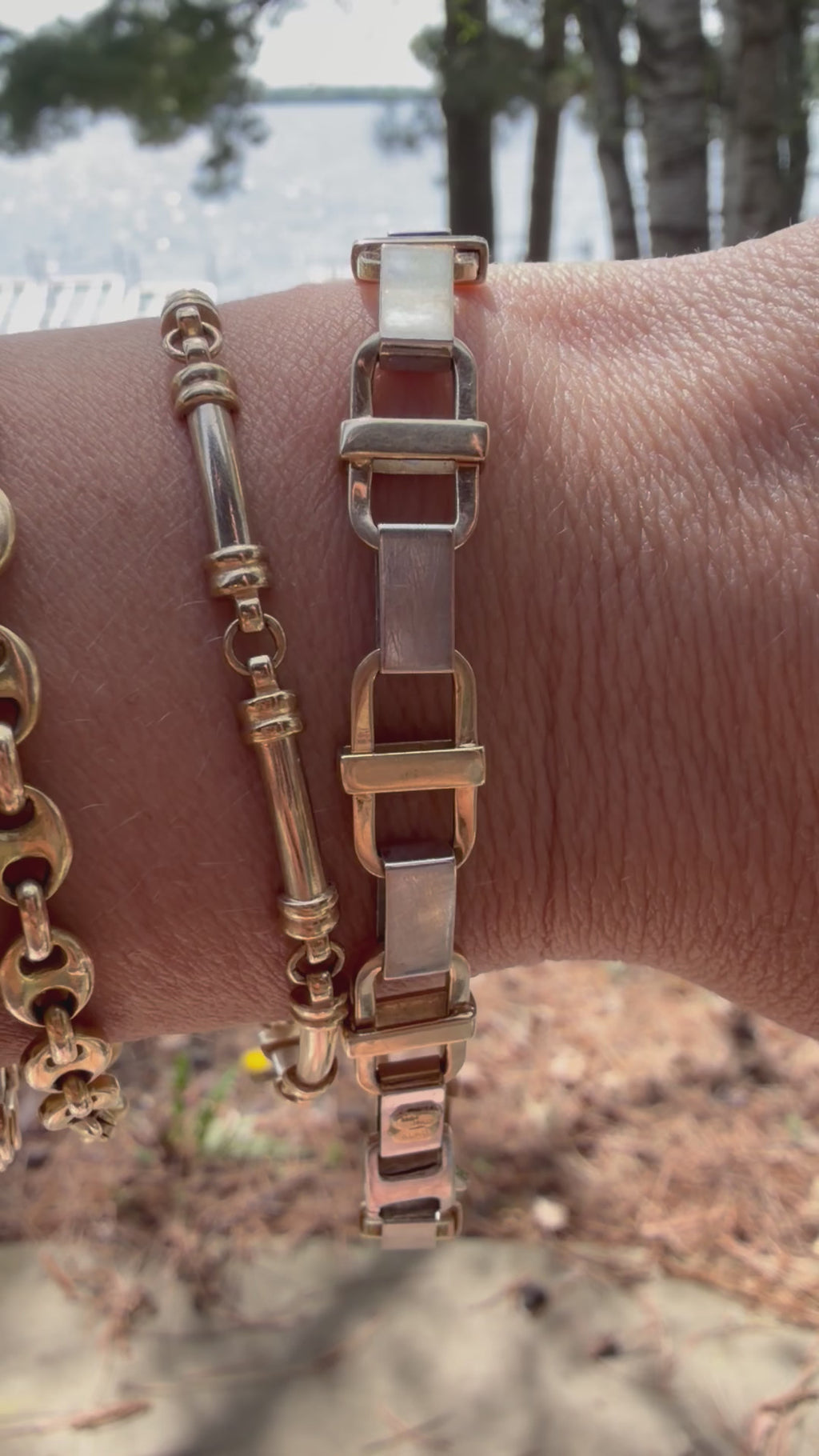 two tone link bracelets