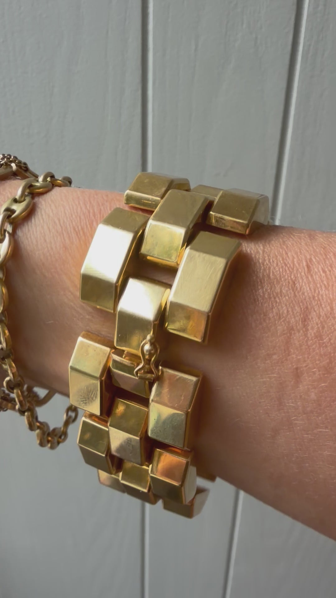 chunky blocky 18k gold bracelet