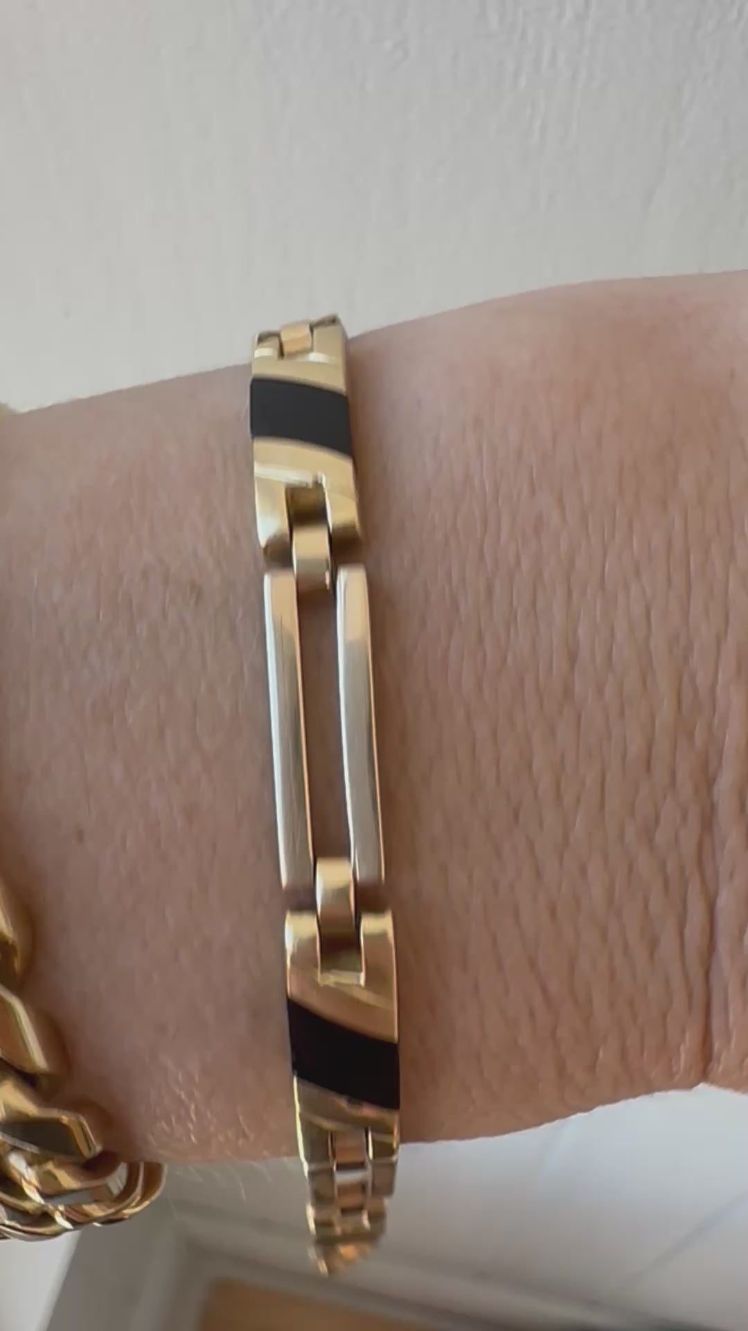 onyx inlay and gold bracelet