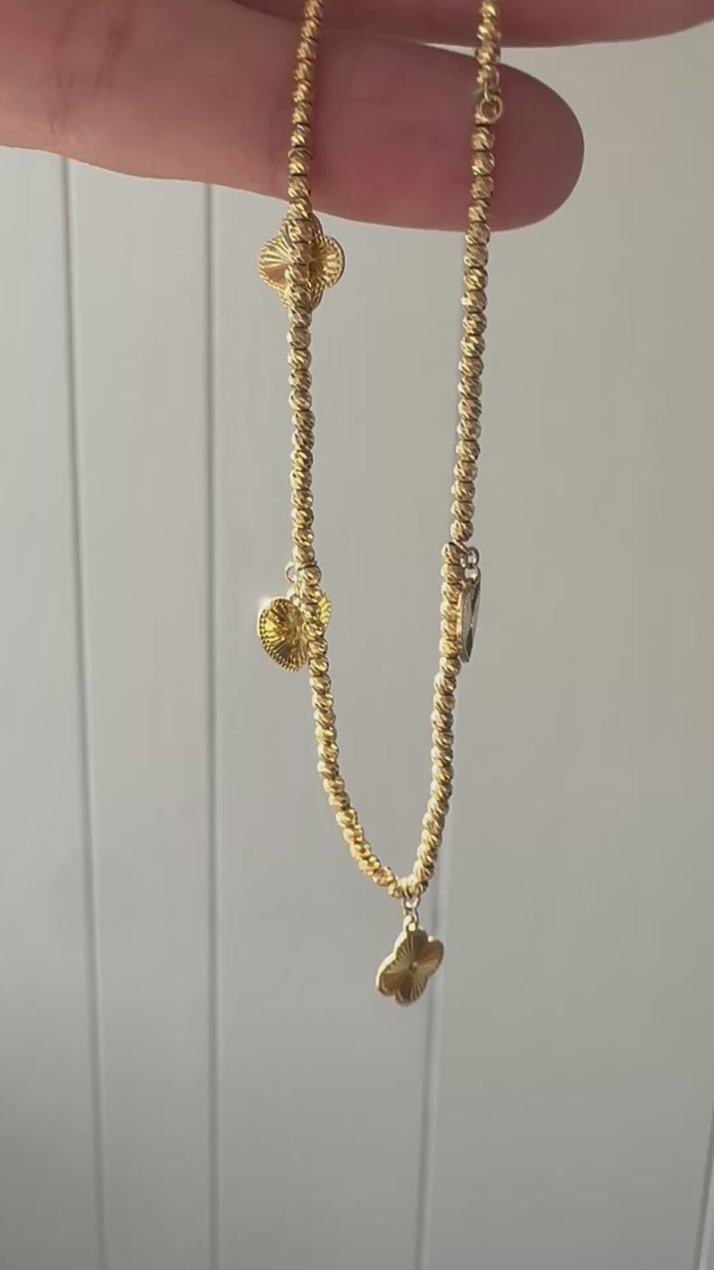 18k clover and heart anklet