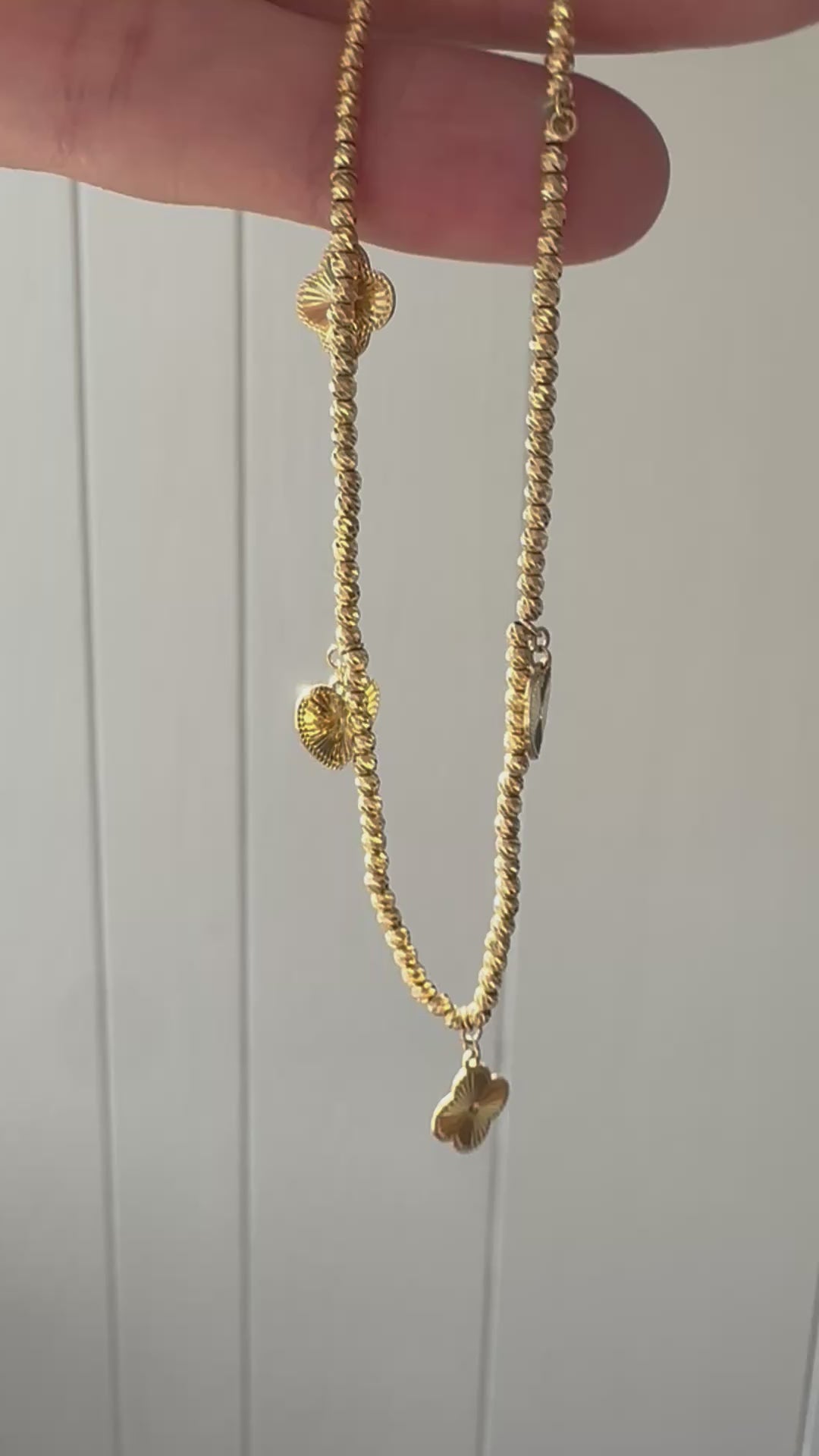18k clover and heart anklet
