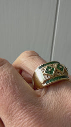 emerald and diamond checkerboard ring