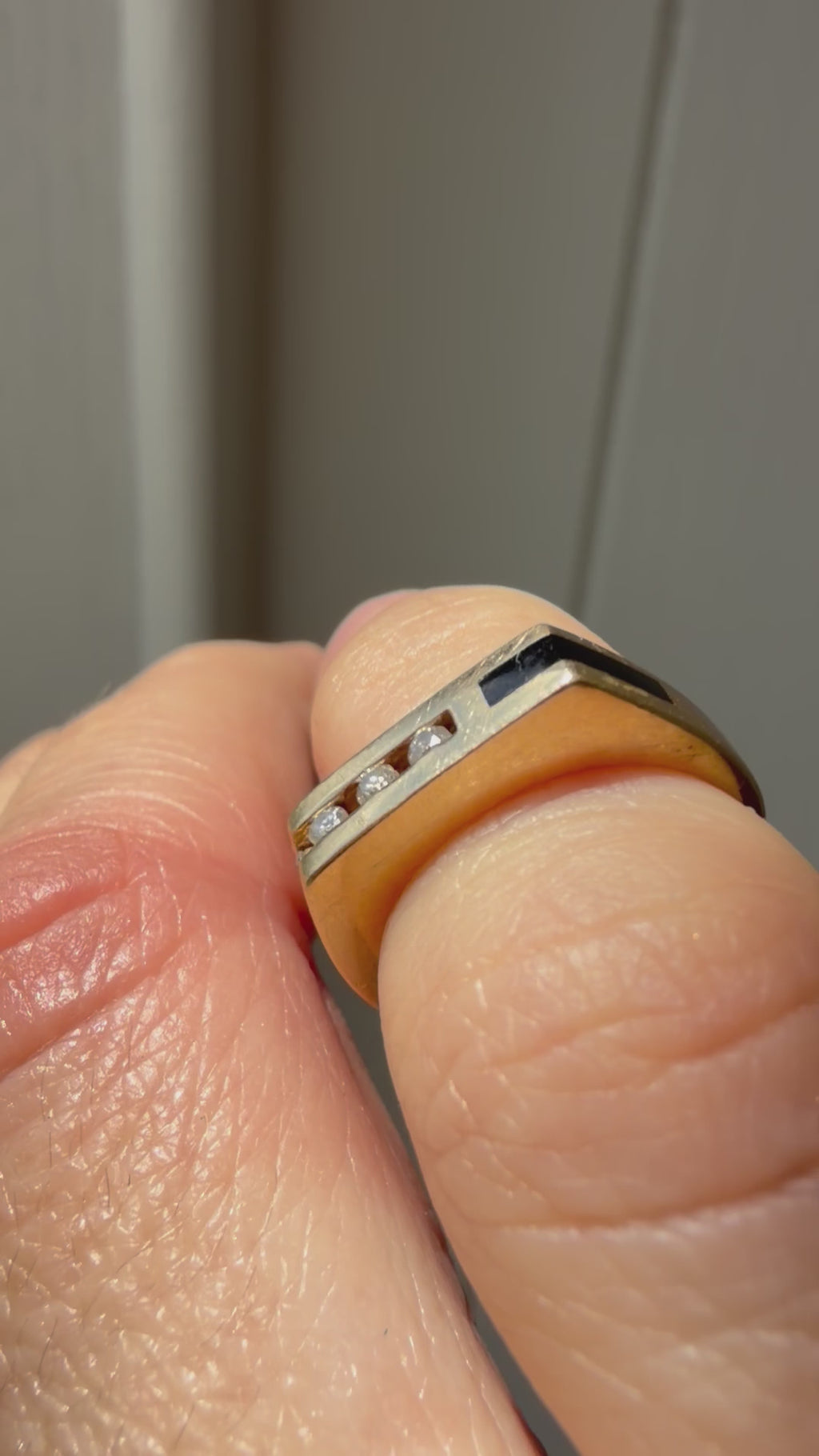 onyx inlay and channel set diamond pinky band