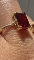 emerald cut garnet ring