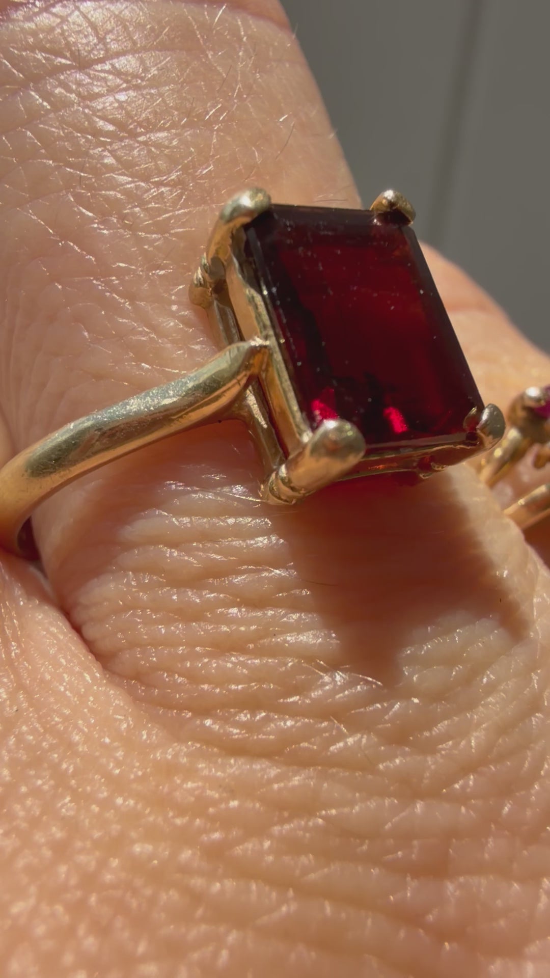 emerald cut garnet ring