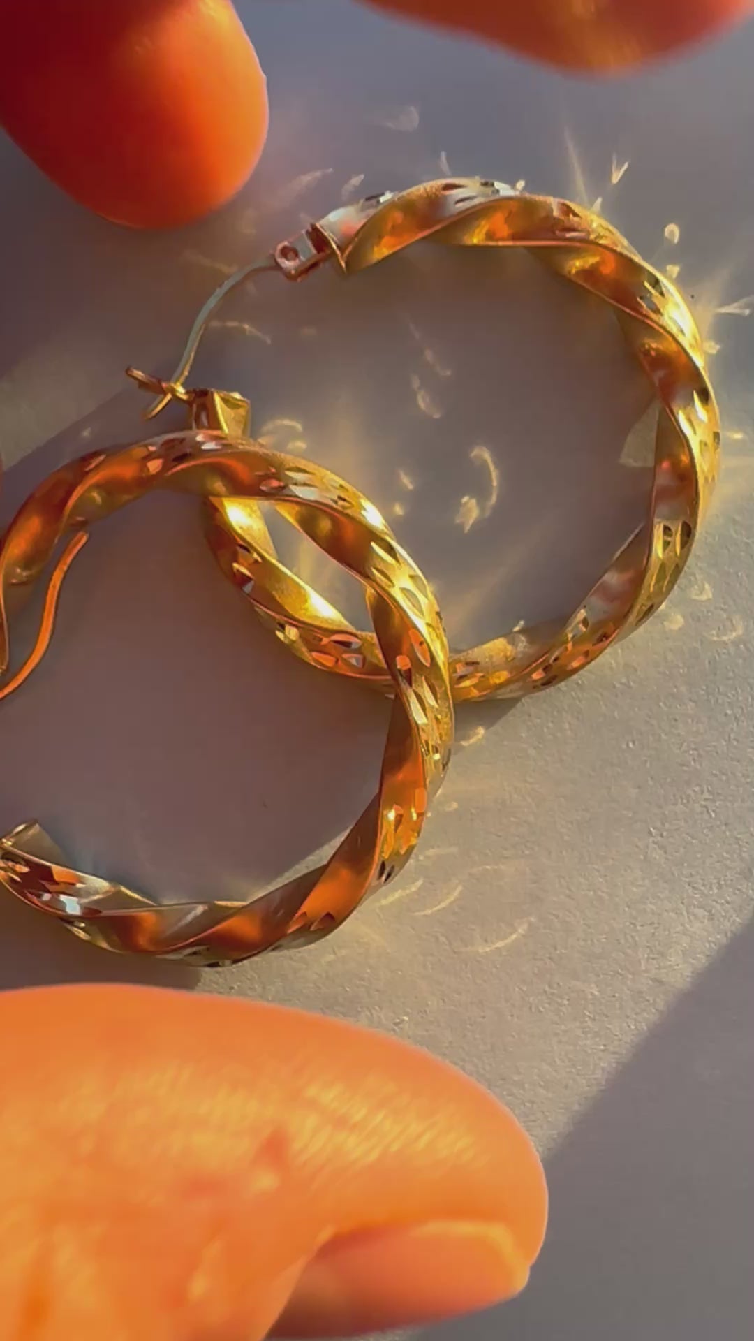 matte twist hoops with diamond cut shine