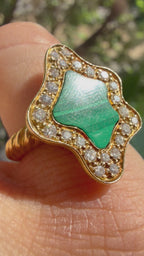 malachite + diamond blob ring