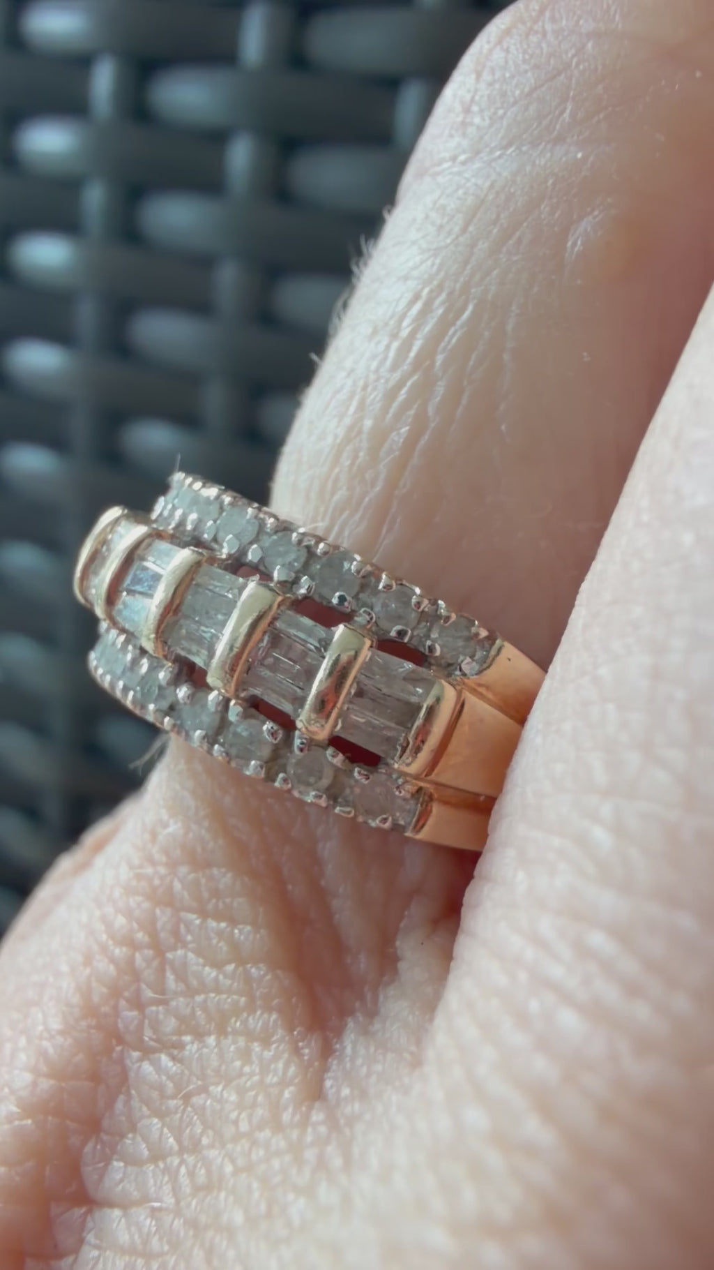 baguette and round diamond dome ring