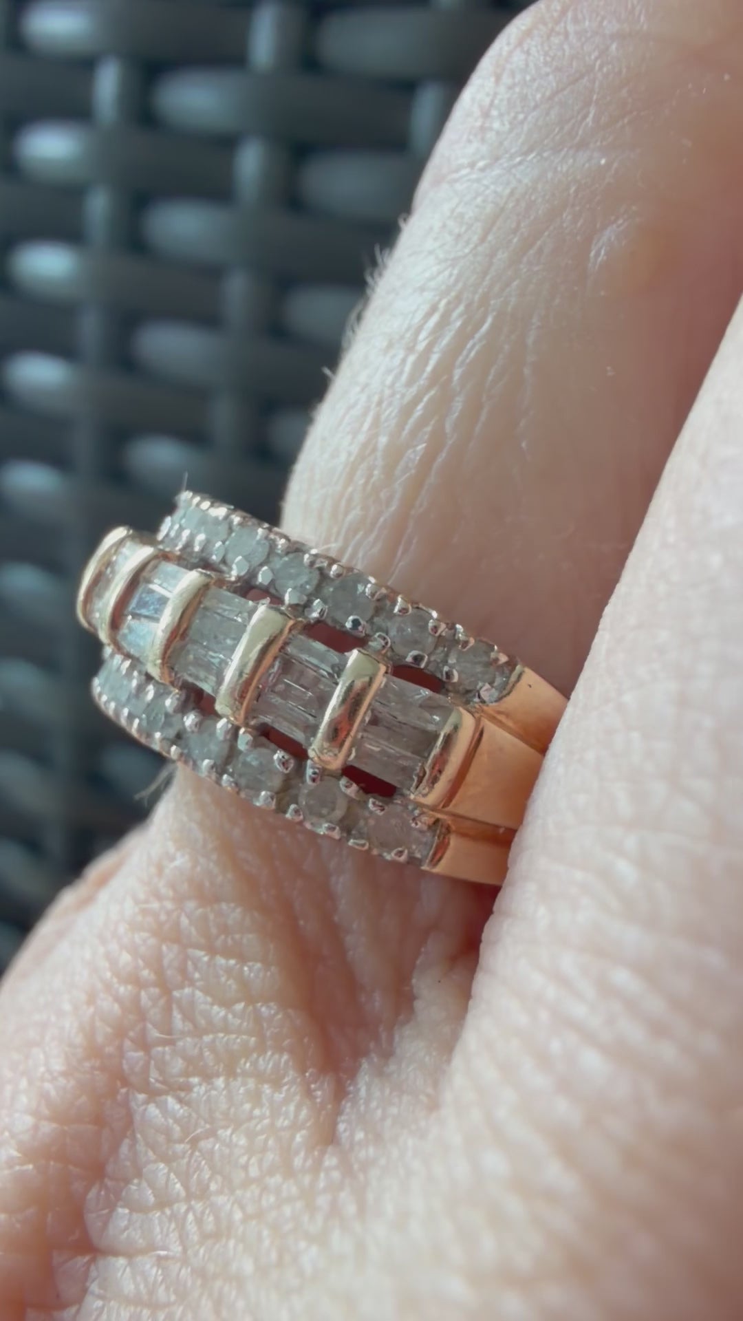 baguette and round diamond dome ring