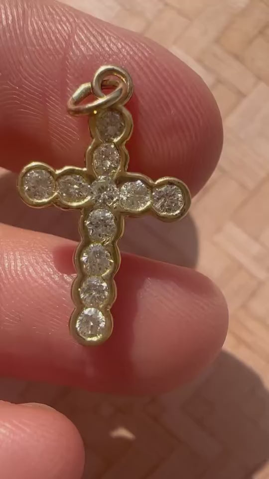 bezel set diamond cross