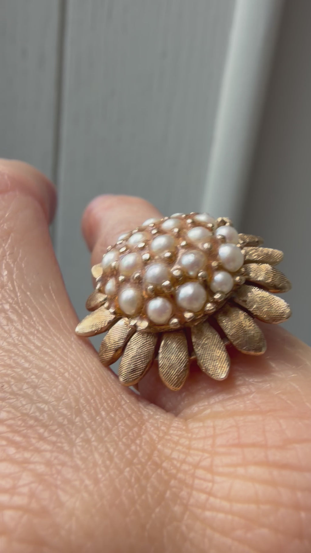 sunflower seed pearl and epoxy ring