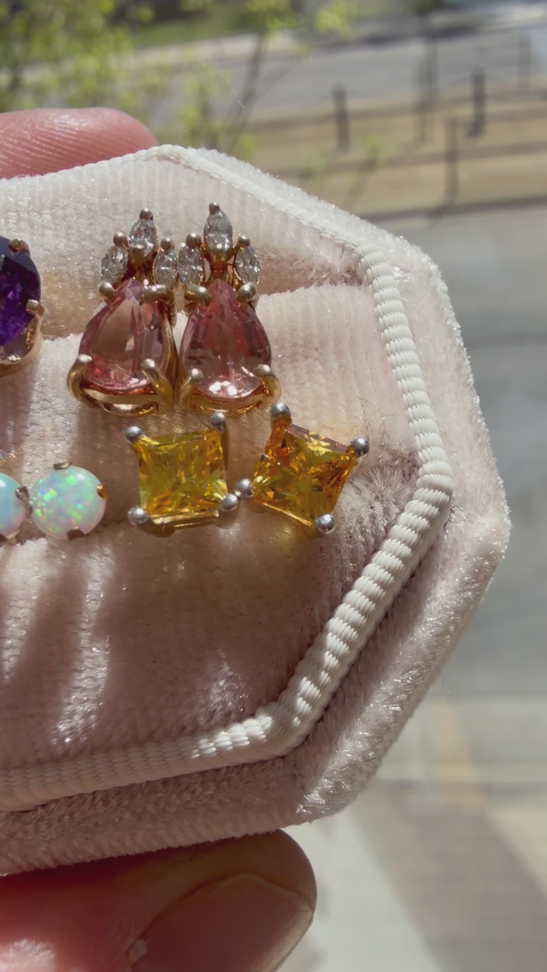 square cut yellow topaz studs