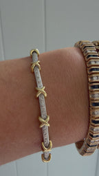 two tone 18k gold and diamond tennis bracelet