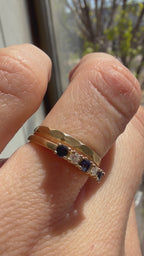faceted band + sapphire diamond stacker