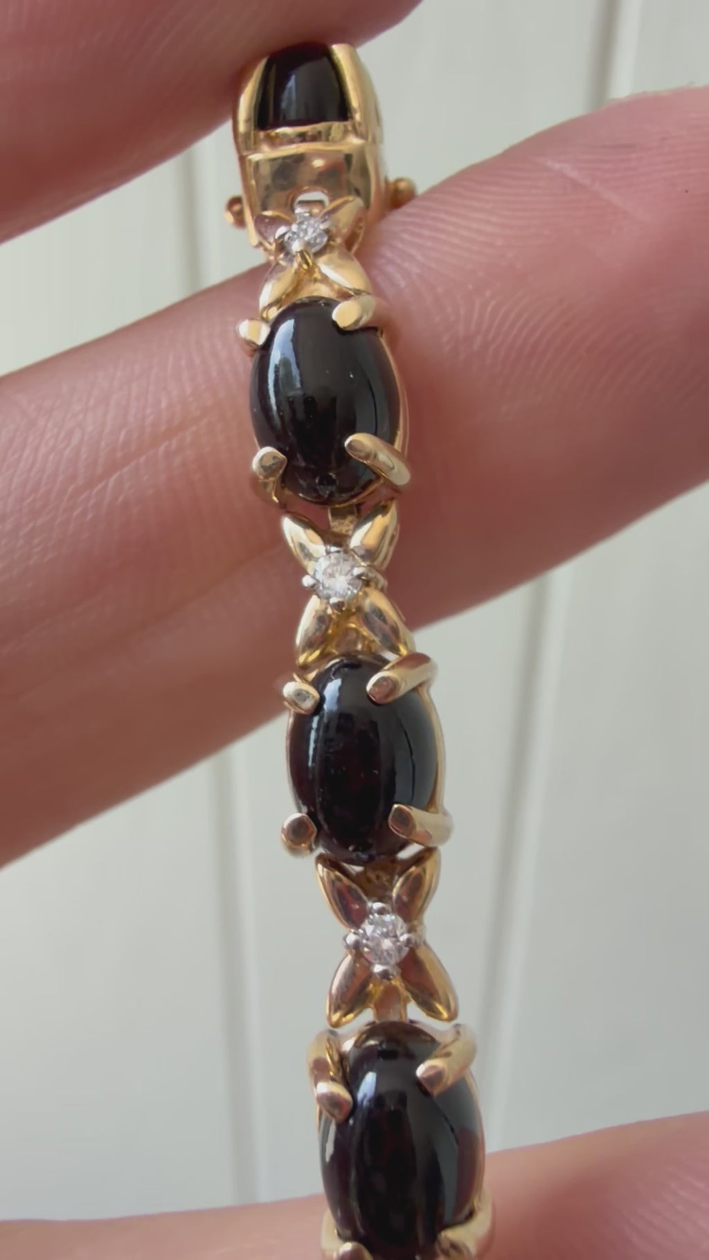 onyx cabochon and diamond tennis bracelet