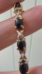 onyx cabochon and diamond tennis bracelet