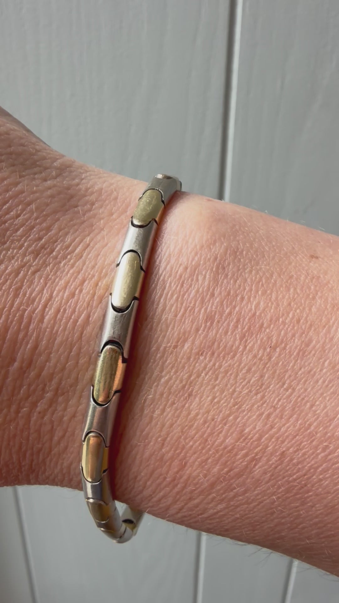 two tone matte oval link slinky bracelet