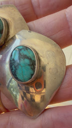 oversized turquoise and sterling post earrings