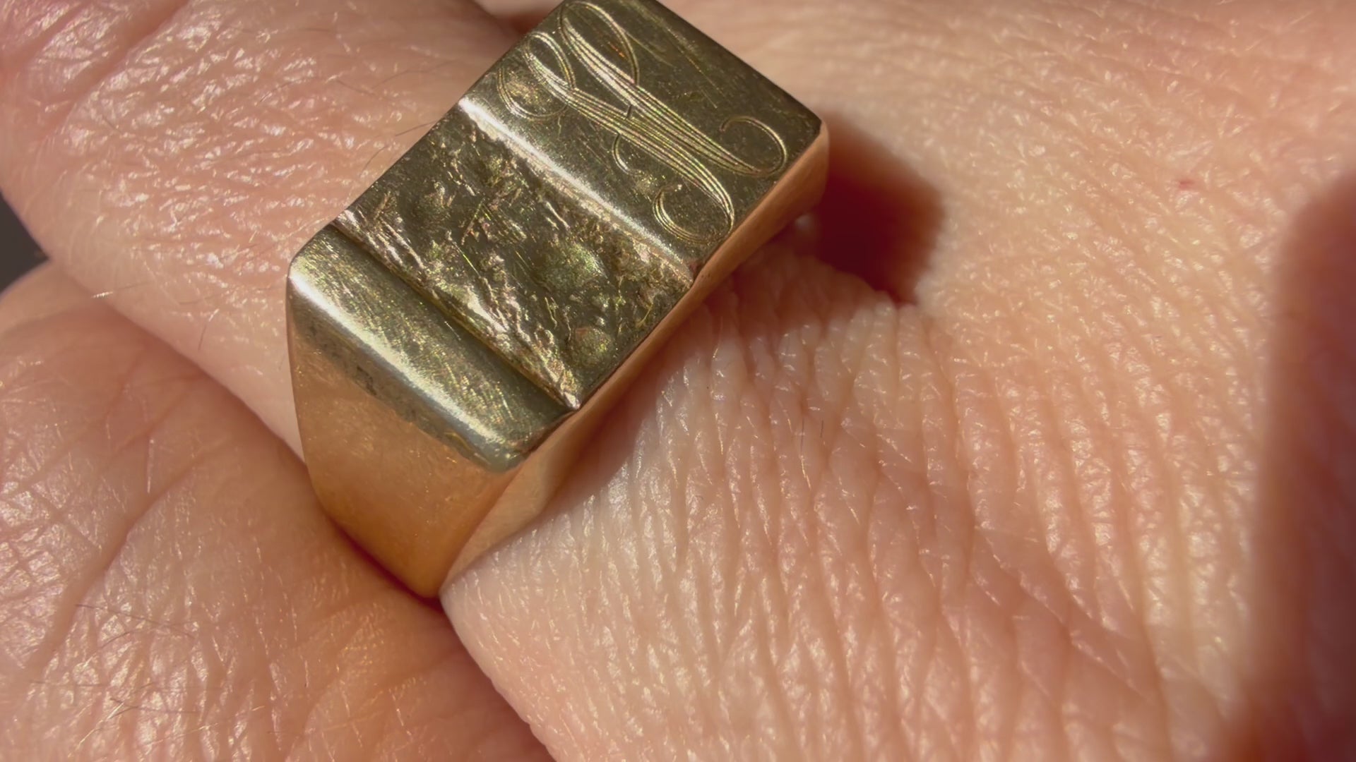 nugget style rectangluar signet with faint H