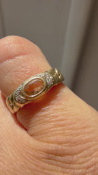 chain ring with oval east west peach citrine