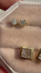 bezel set princess cut diamond studs