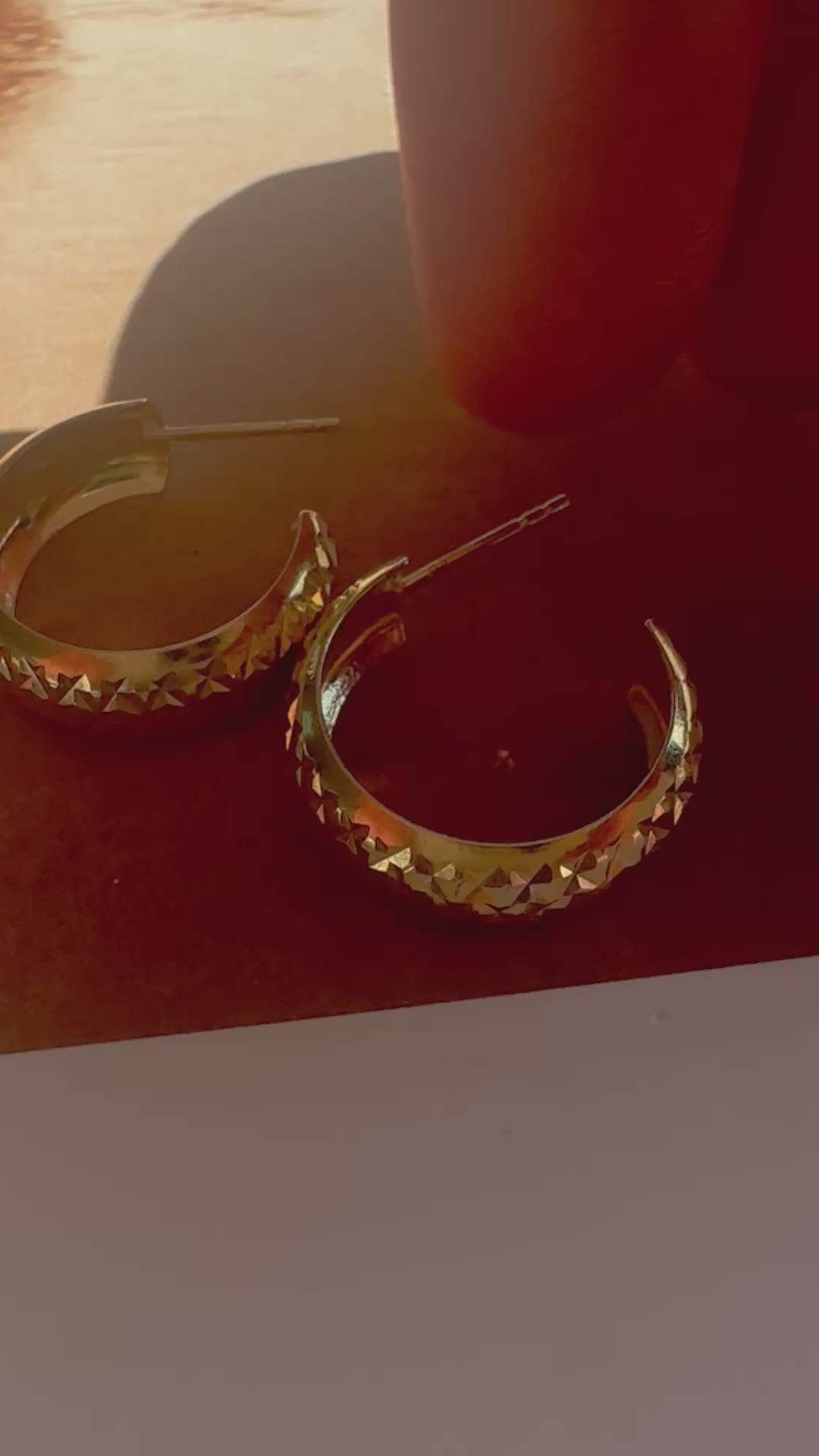 wide diamond cut post earrings