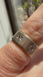 wide two tone star diamond band