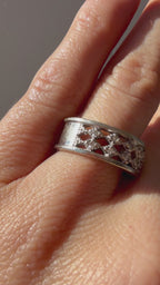 wide white gold and diamond open work band