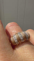 two tone textured diamond dome ring