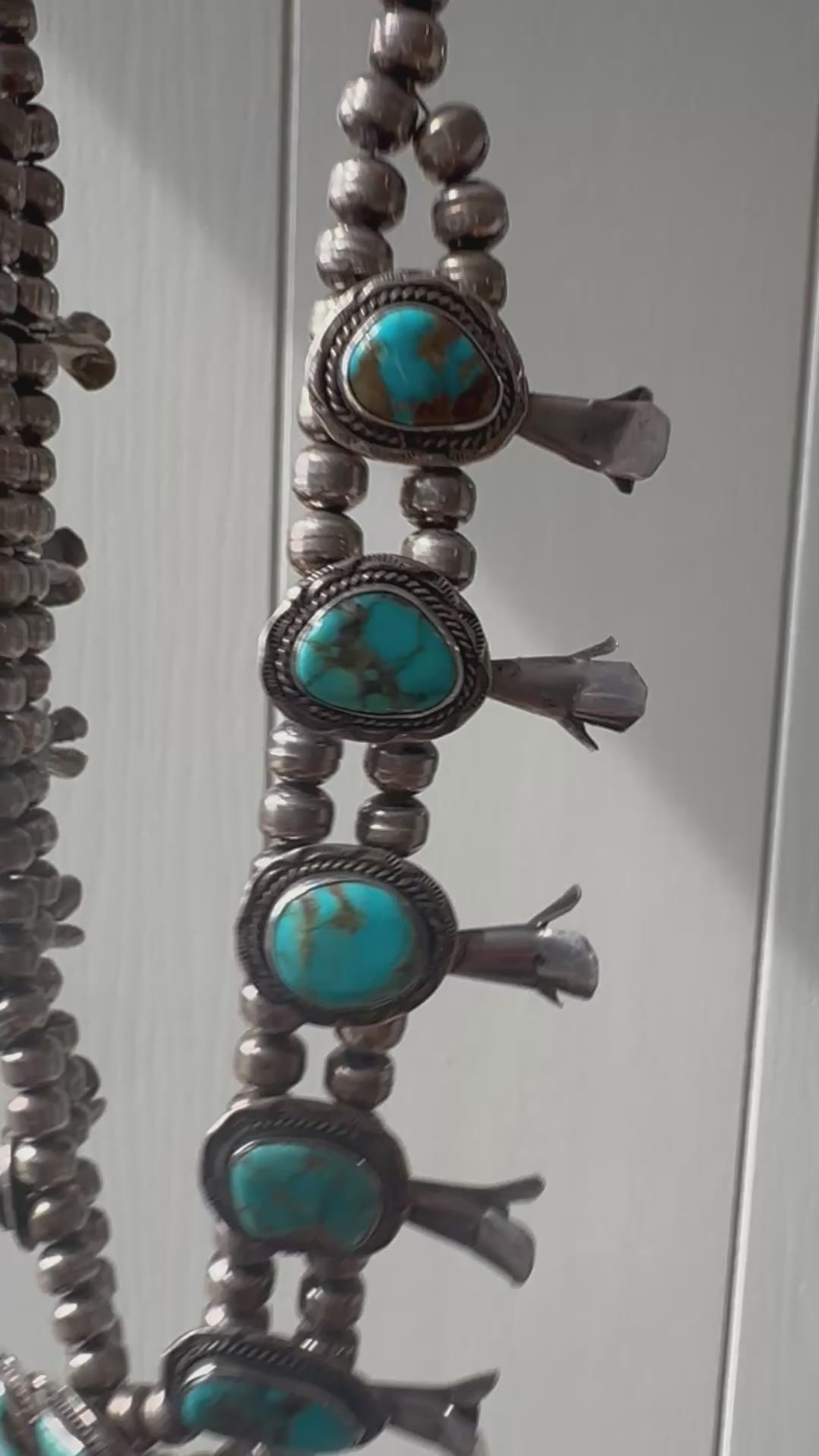 Sterling silver and turquoise vintage squash blossom