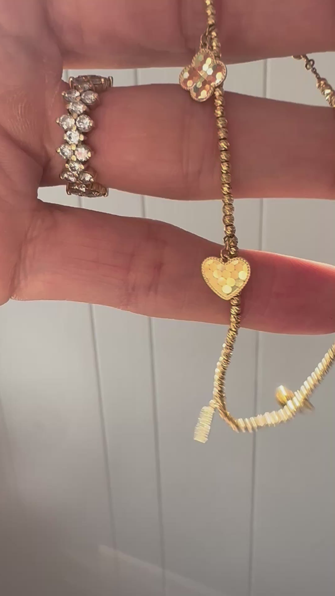 18k clover and heart anklet