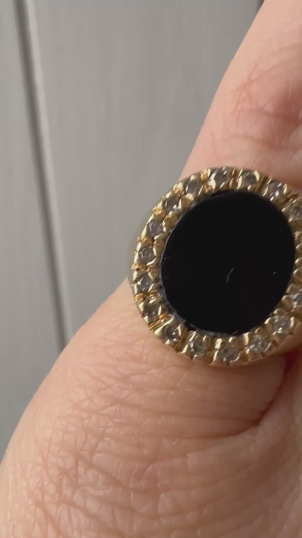 onyx and diamond oval signet style ring