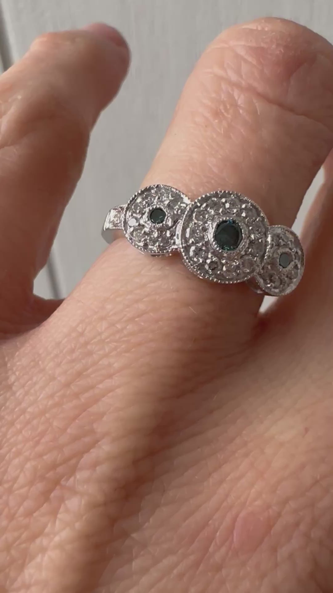blue and white diamond ring