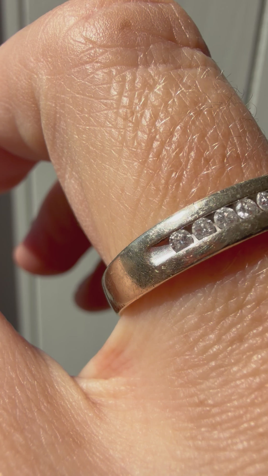 channel set white gold comfort fit band