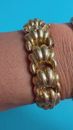 puffy croissant link 18k gold hidden clasp bracelet
