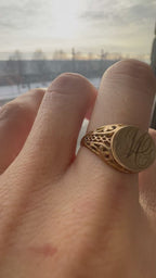 east west oval signet engraved MG