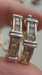 diamond two tone hoops