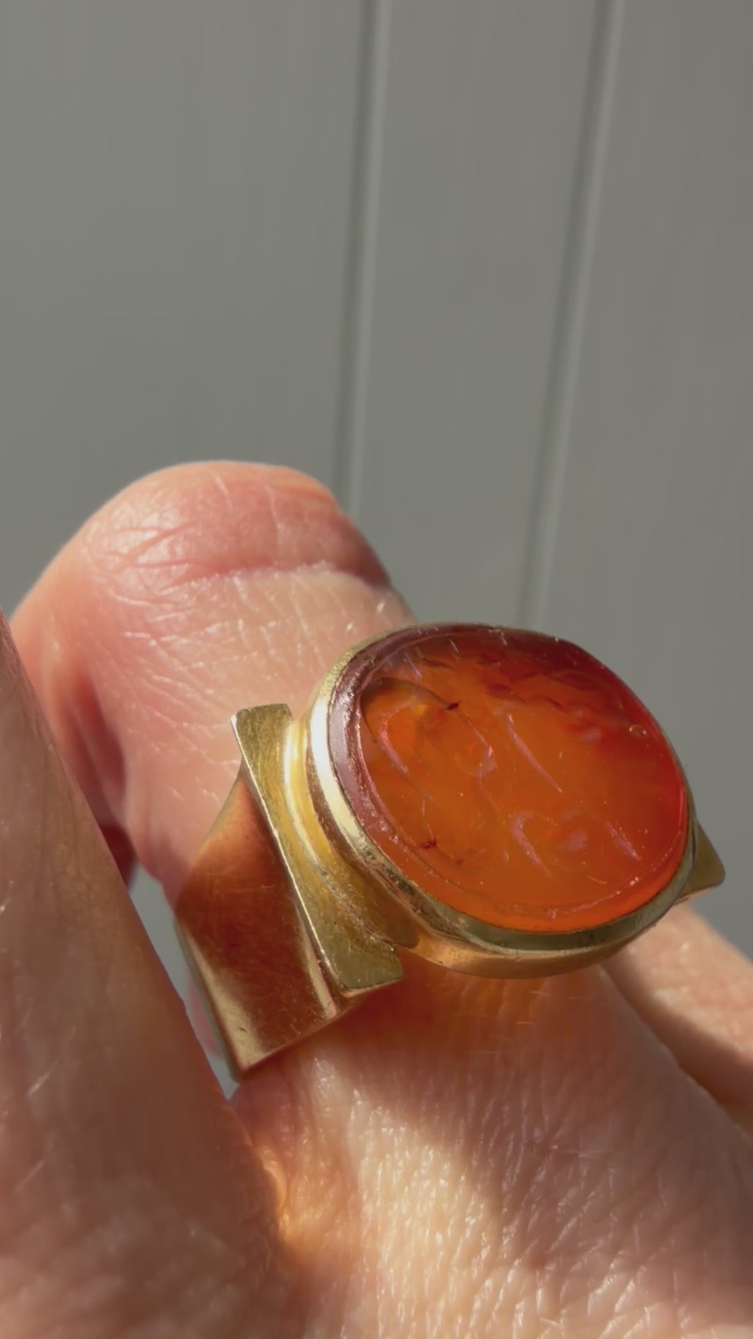 18k intaglio carved carnelian ring
