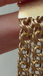 18k gold double link charm bracelet with wide customizable clasp